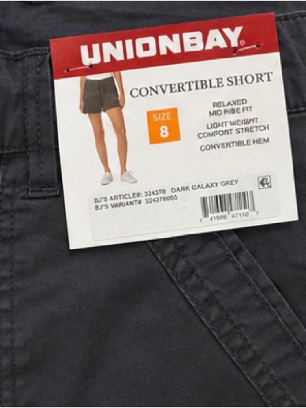 NWT Unionbay Convertible Cargo Shorts Gray Size 8 Mid Rise Stretch Utility - Picture 4 of 6